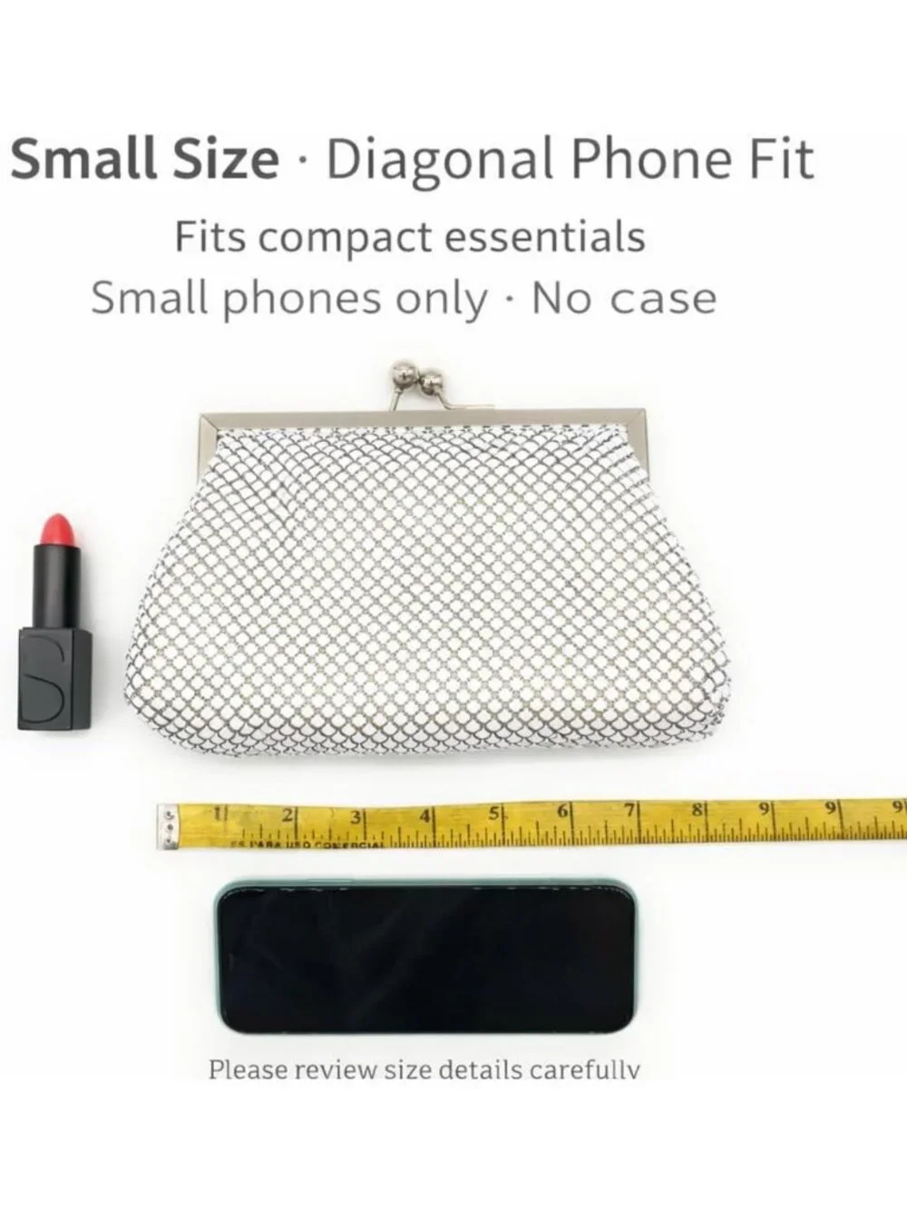 Vintage Metal Mesh Clutch Purse – Retro Mini Evening Bag with Chain Strap for